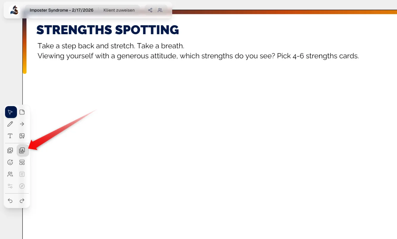 Open the strengths cards tool