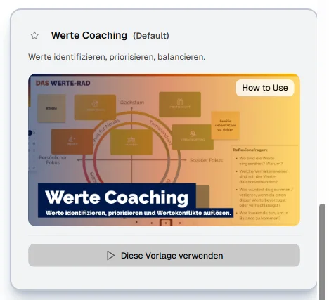 Session-Vorlage wählen