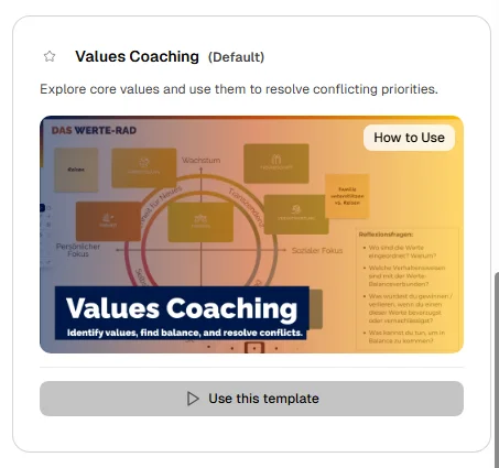 Choose a session template